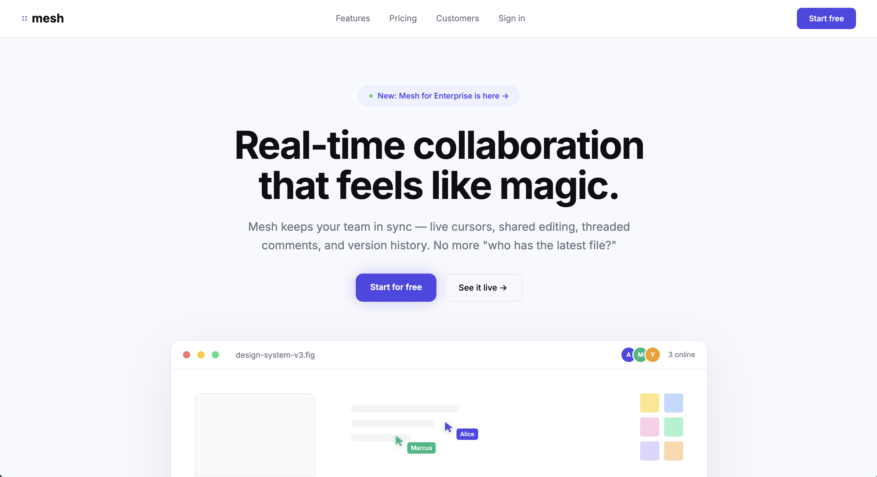 Mesh — Team Collaboration SaaS Hero