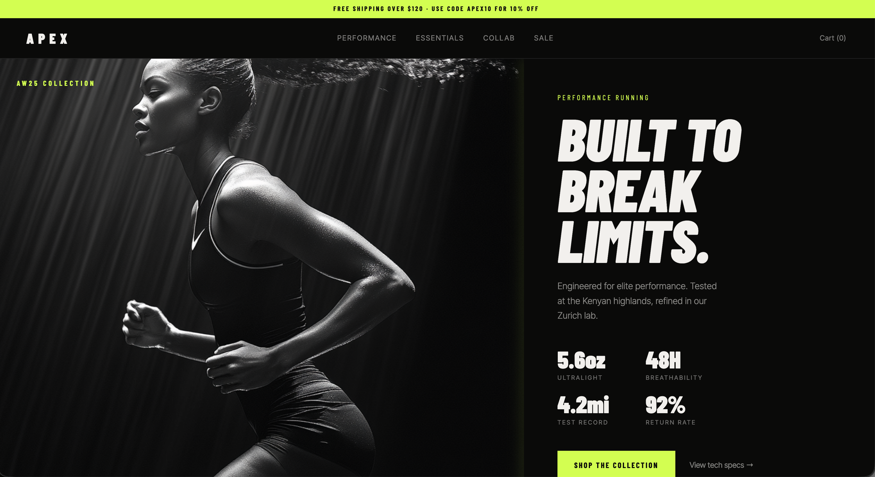Apex Athletic — Sportswear E-Commerce Hero
